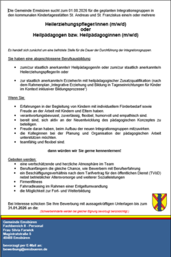 Stellenausschreibung Heilerziehungspflegerin