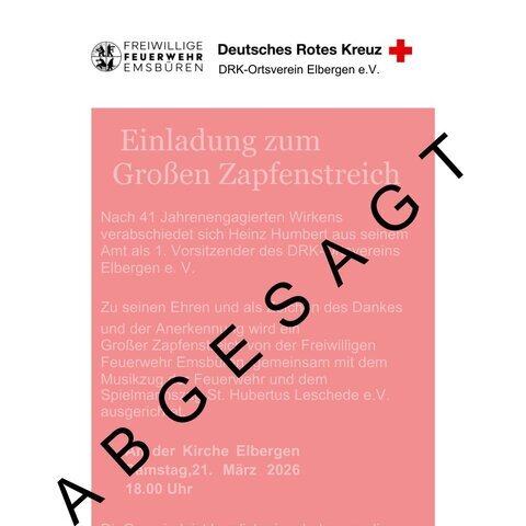 Anzeige Absage Zapfenstreich