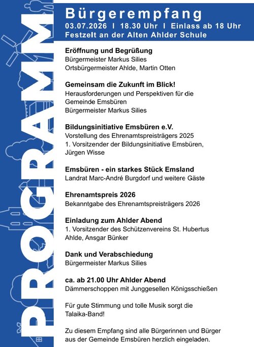 Programm Bürgerempfang 2026