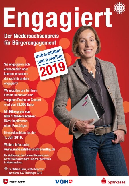 Das Bild zeigt das Plakat zum Wettbewerb Engagiert - der Niedersachsenpreis für Bürgerengagement